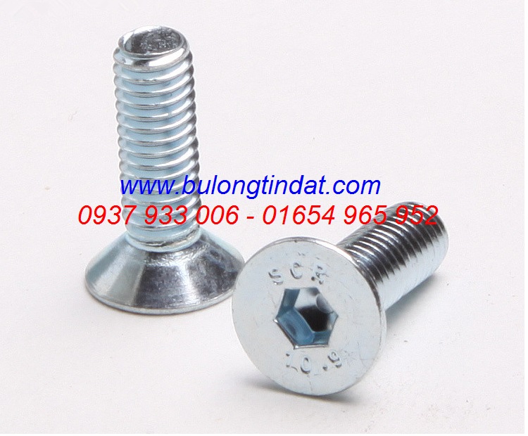 Bulong lục giác côn thép xi trắng